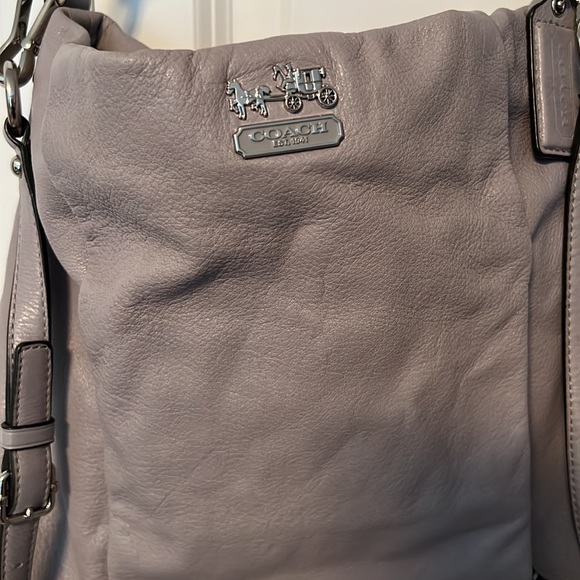 Coach Crossbody Bag. Grey color with lime green interior. - Picture 2 of 12